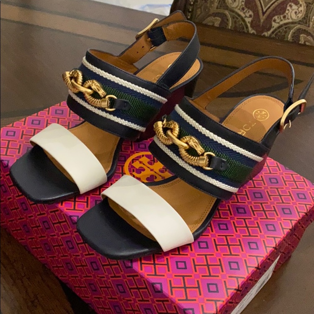 NEW TORY BURCH JESSA 75MM Block Heel Sandals #8.5 - Picture 5 of 12